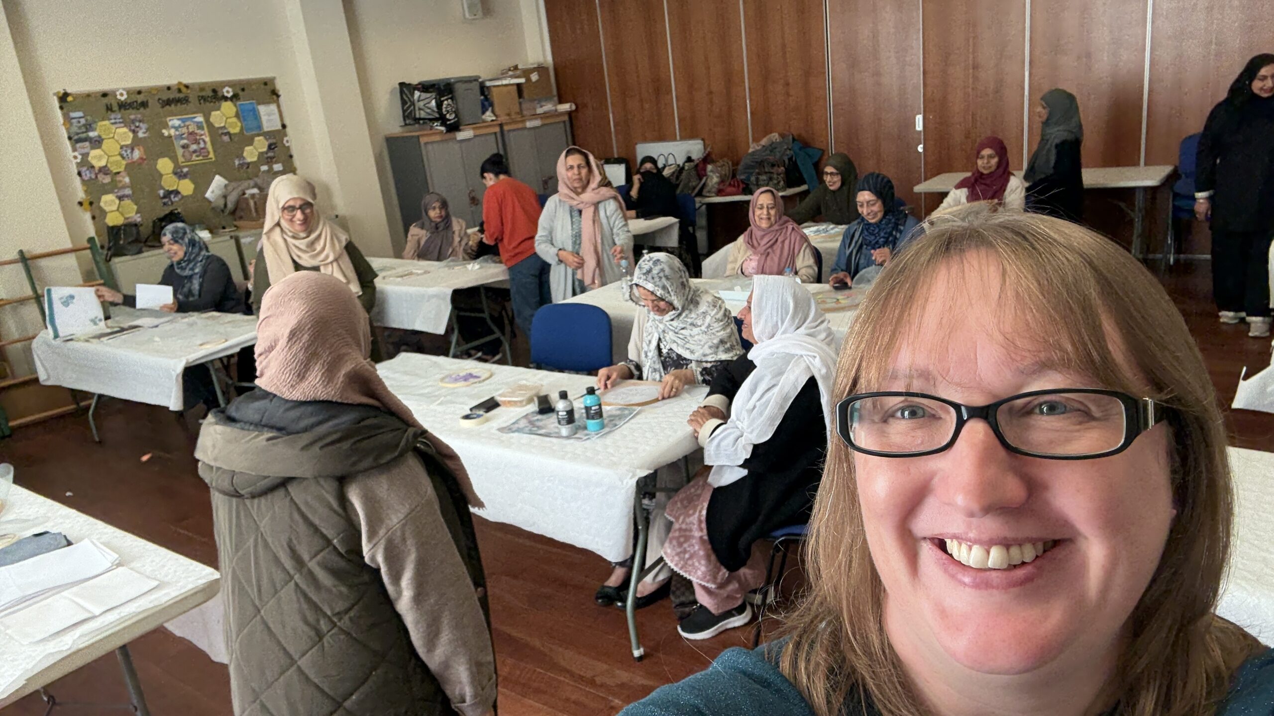 Shona with the ladies of Sakina in the background
