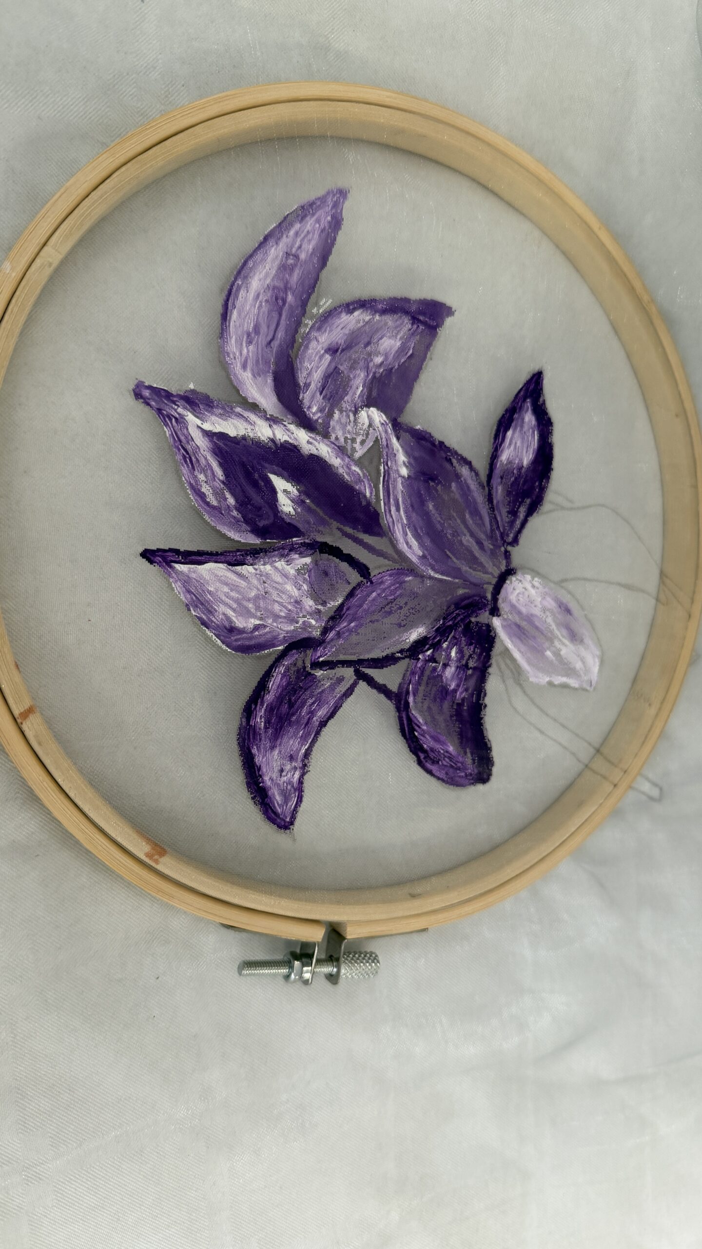 Painted organza - purple flower